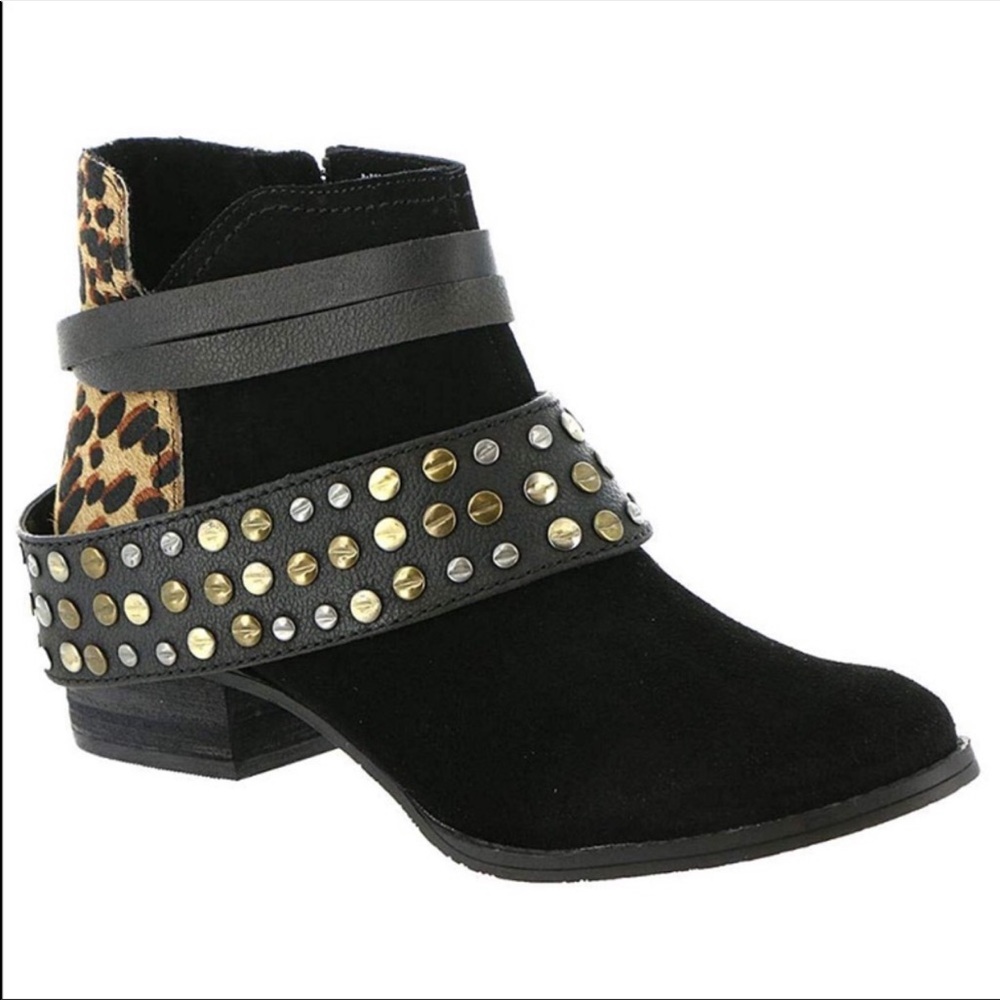 Naughty monkey Crimson strappy black and leopard